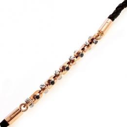 Кожаный шнурок со вставками золотой цепи BARAKA CLBar01.45S