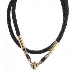 Кожаный шнурок с золотыми вставками CL46