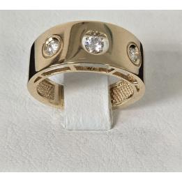 Золотое кольцо с танцующим брил. =  3шт. 0.27ct RDi07.07.D5-Y