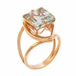 Золотое кольцо с зеленым аместистом RH31