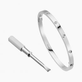 Золотой браслет  LOVE в стиле Cartier маленькая модель 10 бриллиантов BRiCar14.20