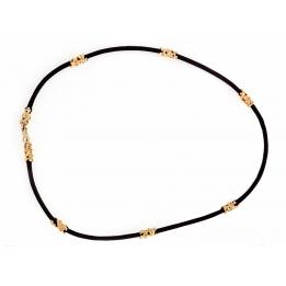 Кожаный шнурок с золотыми вставками CL14