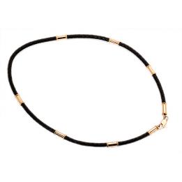 Кожаный шнурок с золотыми вставками CL07