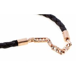 Кожаный шнурок со вставками золотой цепи BARAKA CLBar02.35