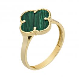 Золотое кольцо Van Cleef из желтого золота 585 пробы с малахитом RD398VC