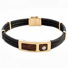 Золотой кожаный браслет BR24W