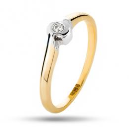 Золотое кольцо из белого и желтого золота с бриллиантом RD207
