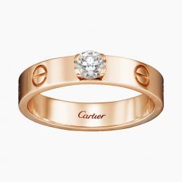 Женское кольцо в стиле Солитер LOVE белое золото с бриллиантом MRCar13