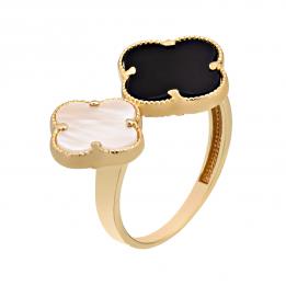 Золотое кольцо Van Cleef из желтого золота 585 пробы с ониксом и перламутром RD399VC