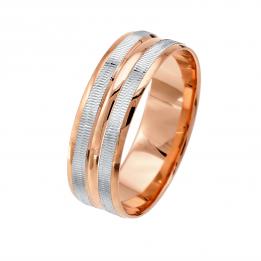 Обручальное кольцо из красного и белого золота K0424